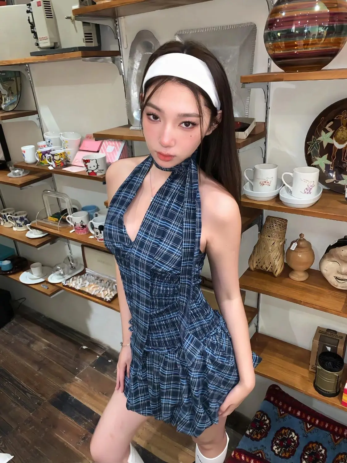 Y2K 90s Korean Harajuku Two-piece Set High Waist A-line Mini Skirt and Crop Top Sweet Blue Kawaii Grunge Summer Outfit 2025 New