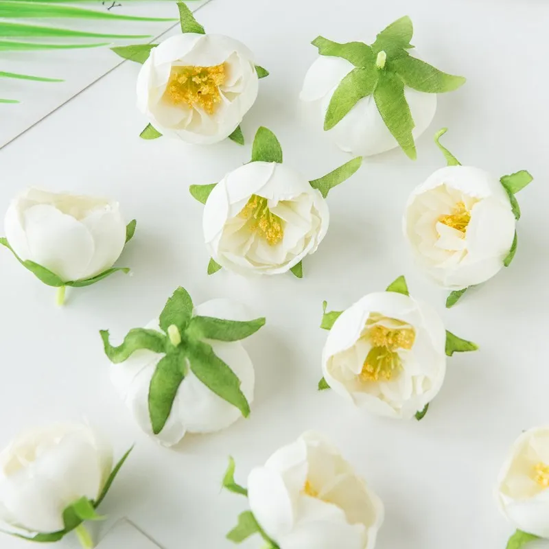 100 Stück künstliche Blumen Tee Knospe Seide Rosen Köpfe für zu Hause Hochzeit Weihnachten Handwerk Kranz Blume Wand Party Dekoration Lieferungen – Detail 4
