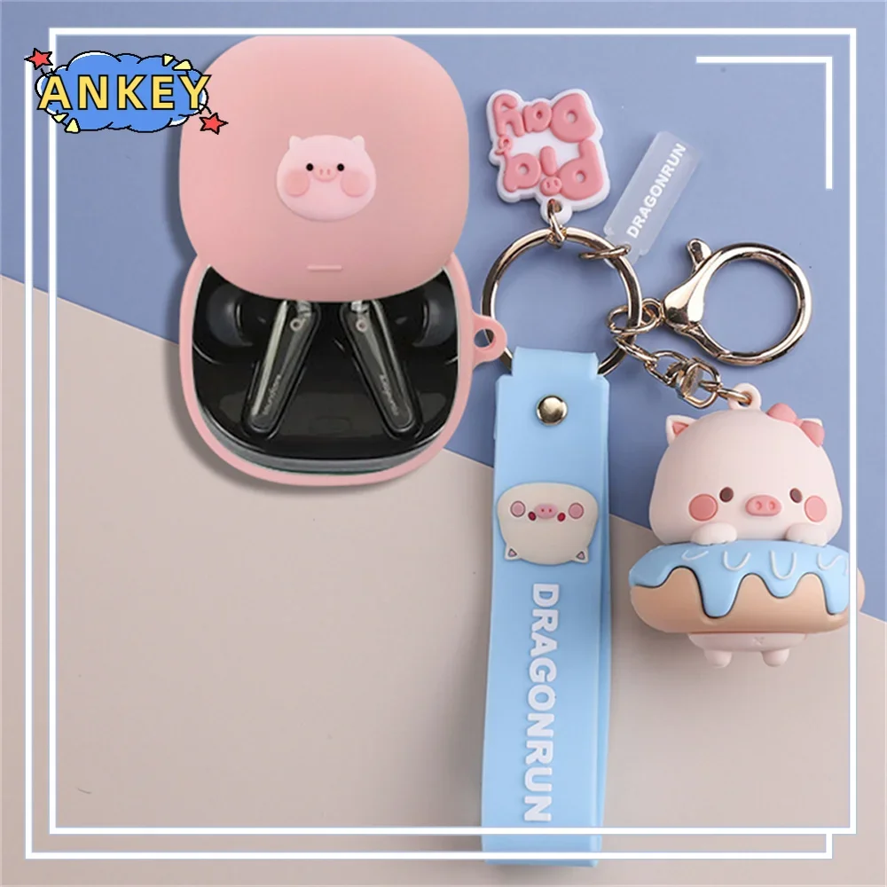 for Anker Soundcore Liberty 4 Case Cute Cartoon Earphone Cases Liberty4 Soft Silicone Protective Cover with Keychain