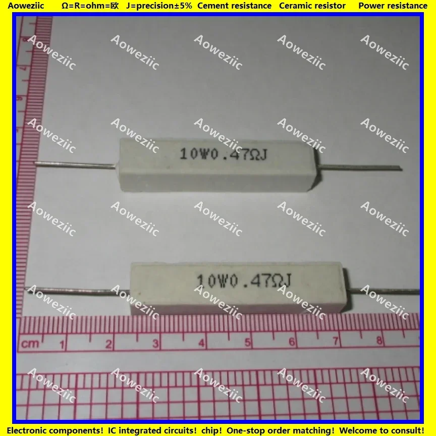 10Pcs RX27 Horizontal cement resistor 10W 0.47 ohm 0.47 RJ 10WR47J 10W0R47J ohm Ceramic Resistance precision 5% Power resistance