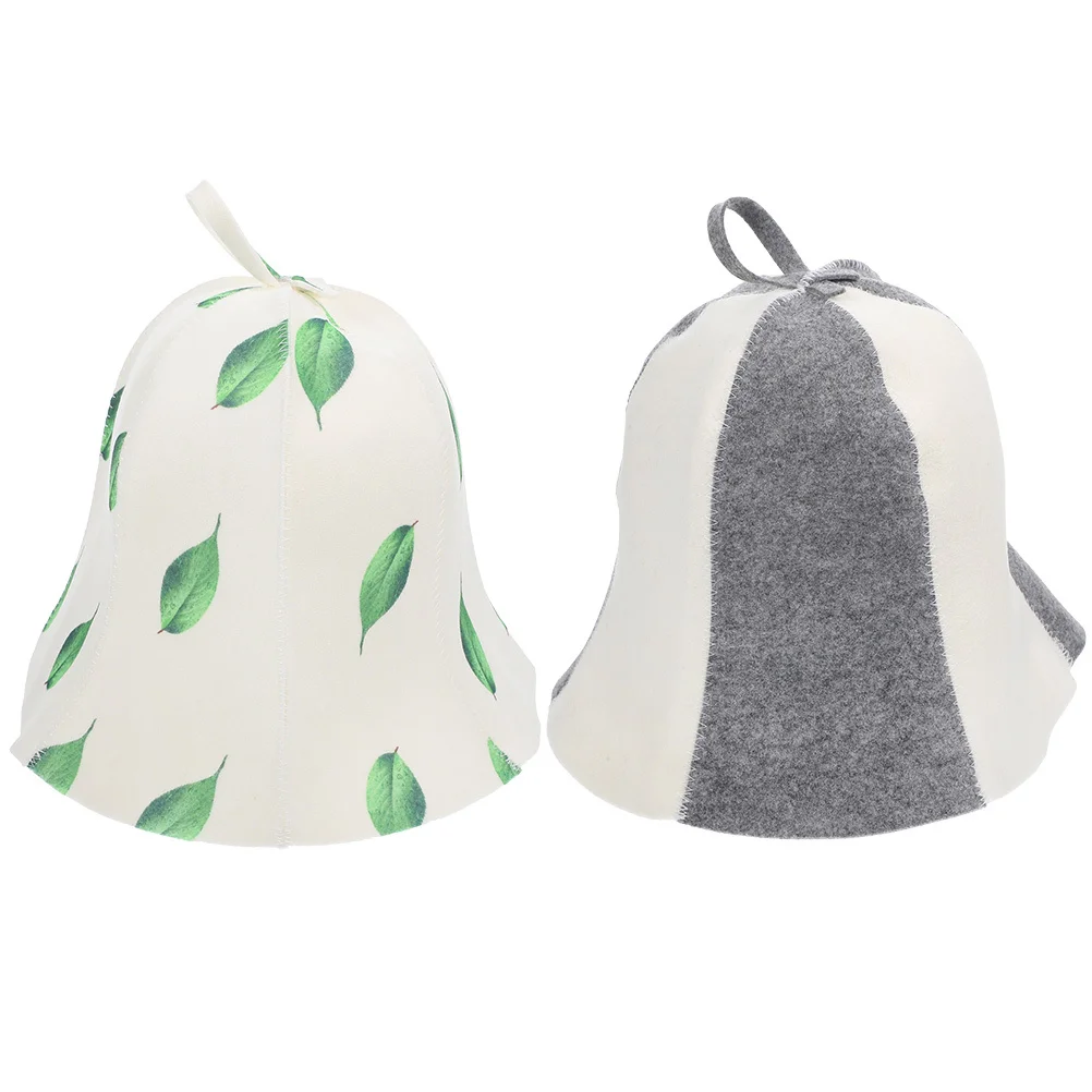 

2Pcs Comfortable Sauna Hat Soft Felt Material Reusable Lightweight for Spa Sauna Bathing Shower Cap Household Use