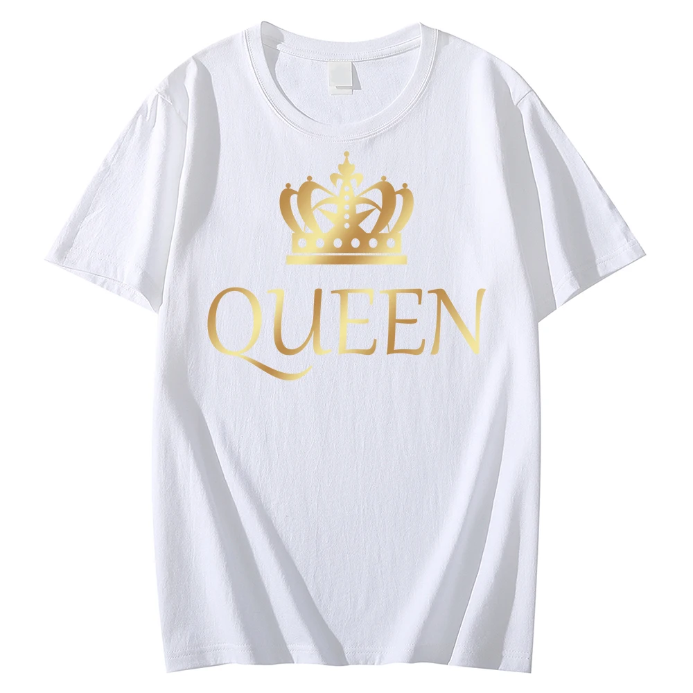 2026 Couple T-shirt Summer King Queen Printed Tshirt Valentine's Day Sleeve Harajuku Short Sleeve Casual Aesthetic Clothes