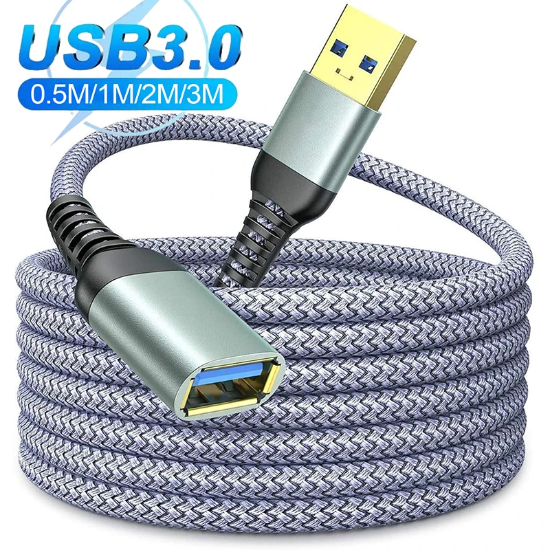 Przedłużacz USB 3.0 żeński na męski Przedłużacz szybkiej transmisji danych do komputera PC Laptop Gra Aparat fotograficzny TV