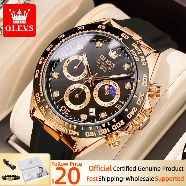 OLEVS reloj analogico de silicona para hombre nuevo accesorio de pulsera de cuarzo resistente al agua con cronografo complemento masculino deportivo de marca de lujo con diseno multifuncion AliExpress