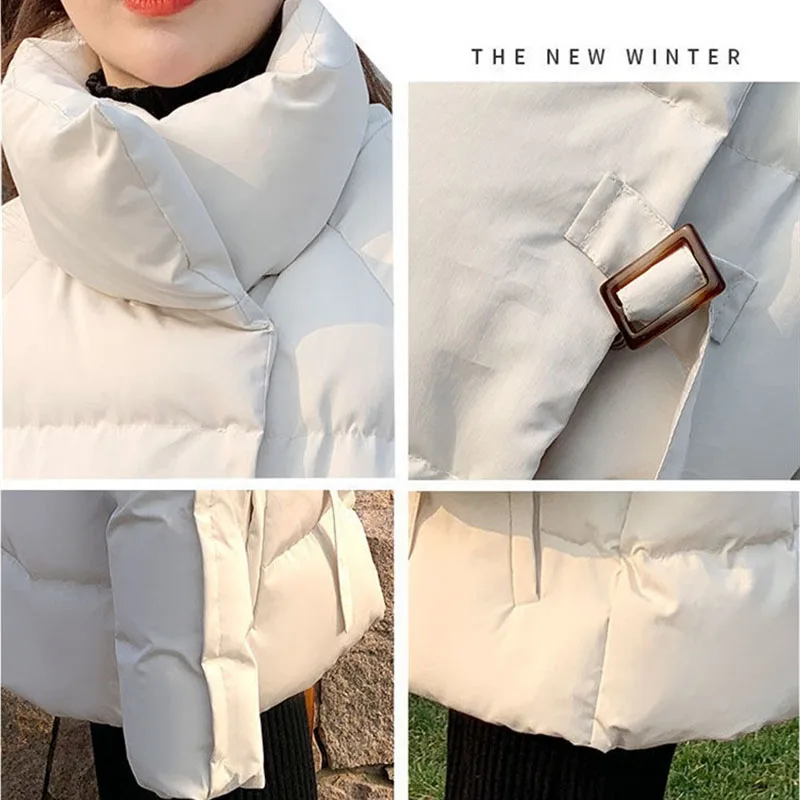 2025 nueva versión coreana estudiante chica moda abrigo corto de algodón suelto Otoño Invierno abrigo de algodón Parka corto abrigo