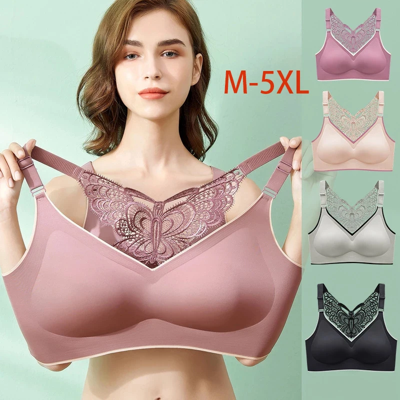 

Plus Size Bras For Women 3XL 4XL 5XL Large Size Bralette Seamless Women Bra Beauty Back Butterfly Push Up Bra Wireless Underwear