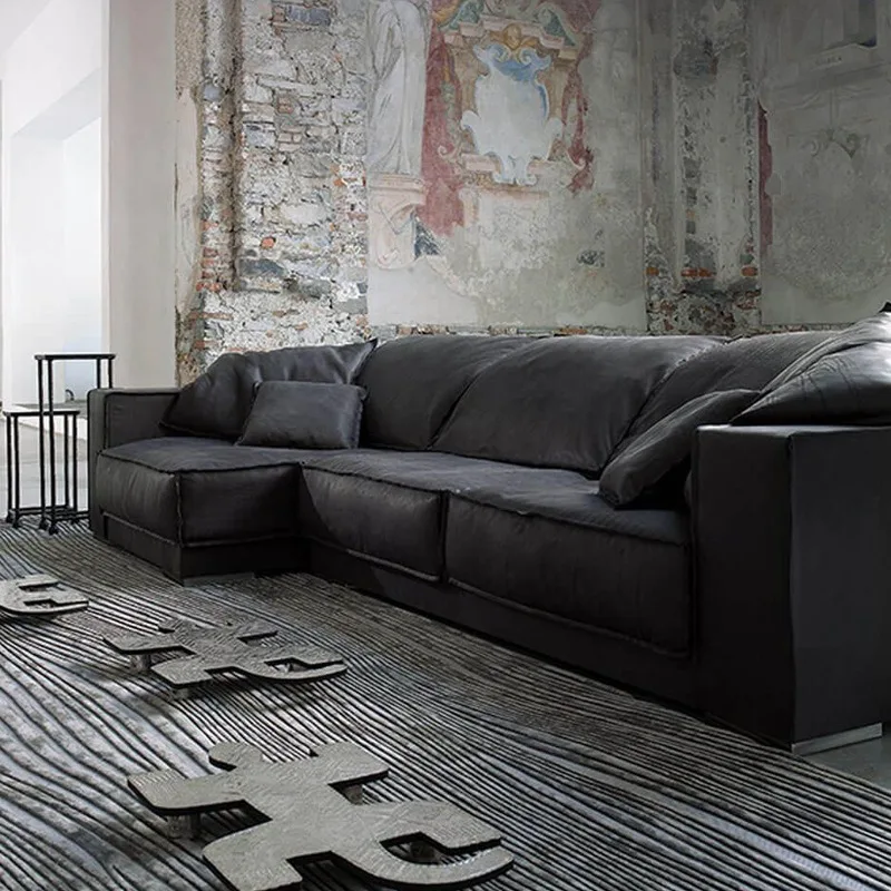 Italian minimalist sofa, simple modern living room size double triple light luxury combination