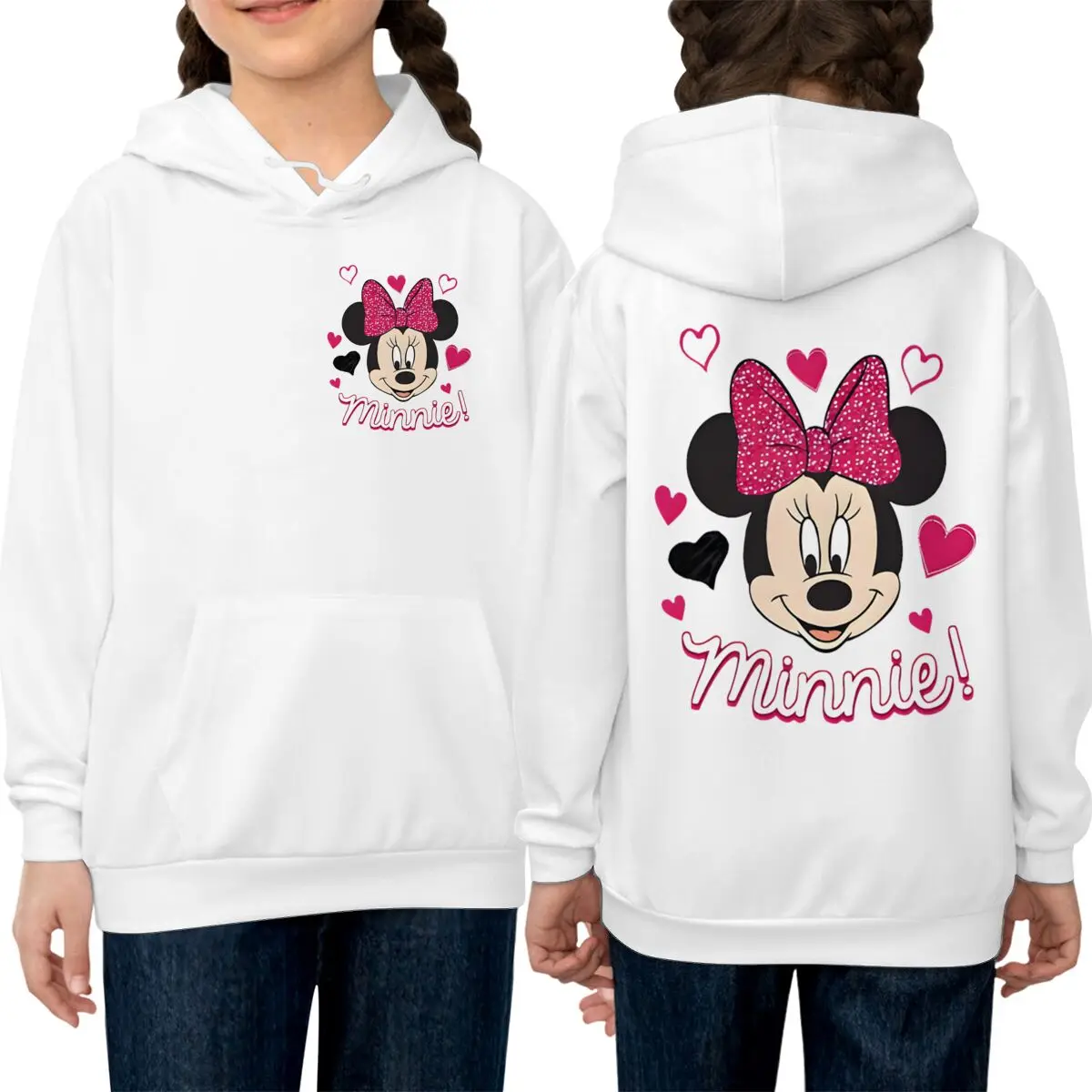 

Kids Minnie Mouse Kawaii Cartoon Sweatshirt Hoodie Toddler Girl Clothes Fashion Casual Tops Minnie Letter Print Girls Clothing