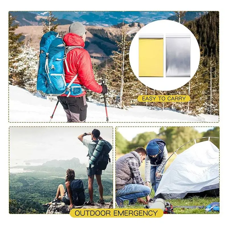 

*ABKM 20PCS Camping Emergency Mylar Thermal Blankets Foil First Aid Blanket Space Blanket Sunscreen Blanket for Outdoors