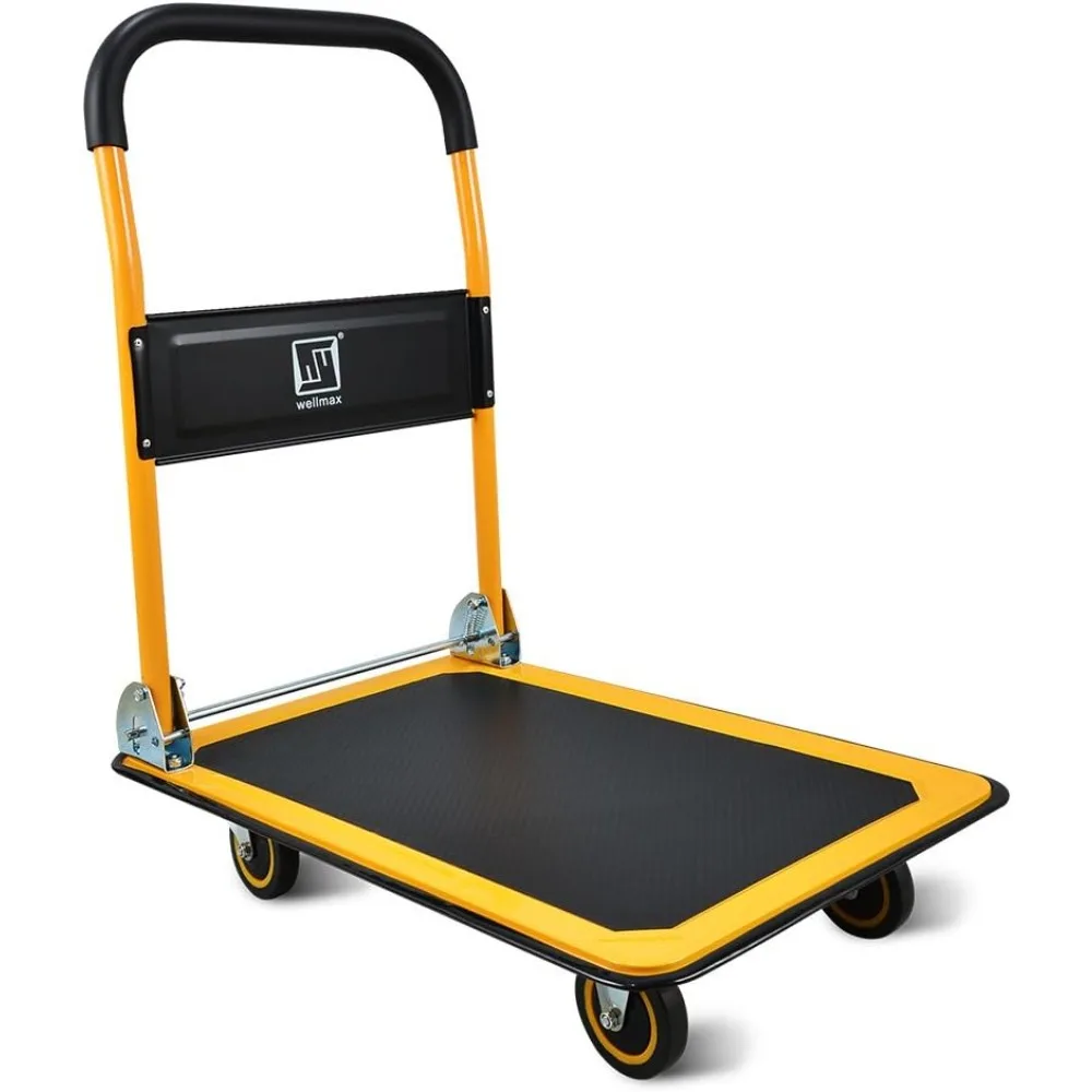 

Mobile platform handcart, foldable for easy storage, 360 degree rotating wheels, weighing 330 pounds