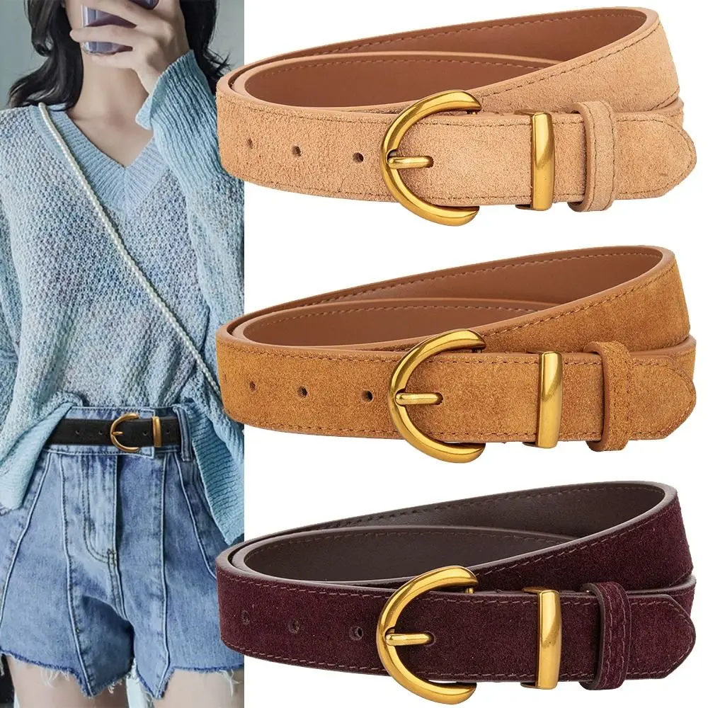 

Women Luxury Design Suede Leather Belt Casual Trendy Business Waist Strap Versatile Pin Buckle Waistband