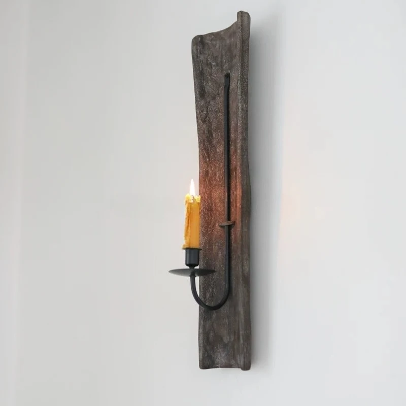 Wall-mounted Candle Holders Living Room Candlestick Wooden Metal Candle Holder Minimalist Home Decorative Ornaments Candelabra
