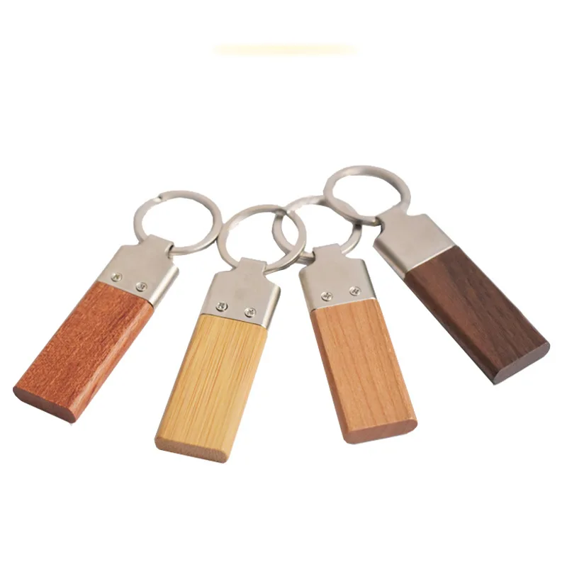 Metal and Wooden Keychain To Customize Simplicity Solid Color Wooden Pendant Key Chain Creative LOGO Custom Gift for Parent