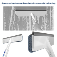 2-in-1 Window Squeegee Cleaner with Extension Pole Window Cleaning Squeegee Kit Glass Cleaning Tools for Tight Corners and Edges