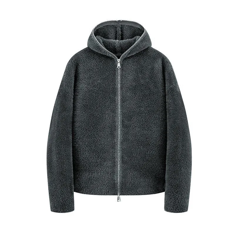 New Autumn and Winter Fashion Solid Color Thickened Warm Hooded Sweater Men's Casual Loose Sports Large Size High Quality Coat