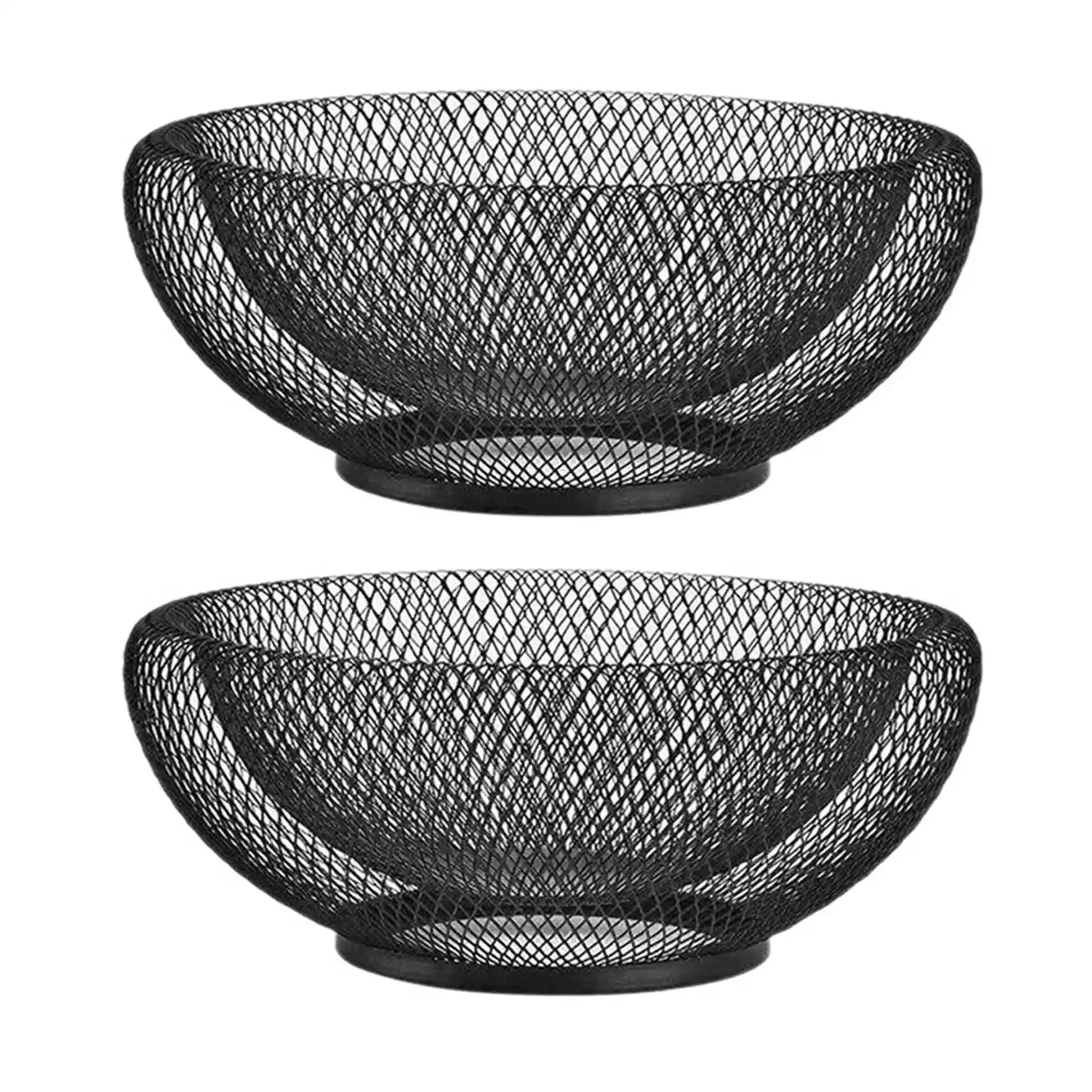 AFOURT-2X Metall-Netz Kreativer Arbeitsplatten-Obst- und Snackkorb-Ständer für die Küche, Großer Schwarzer Tisch-Mittelstück-Halter – Detail 3