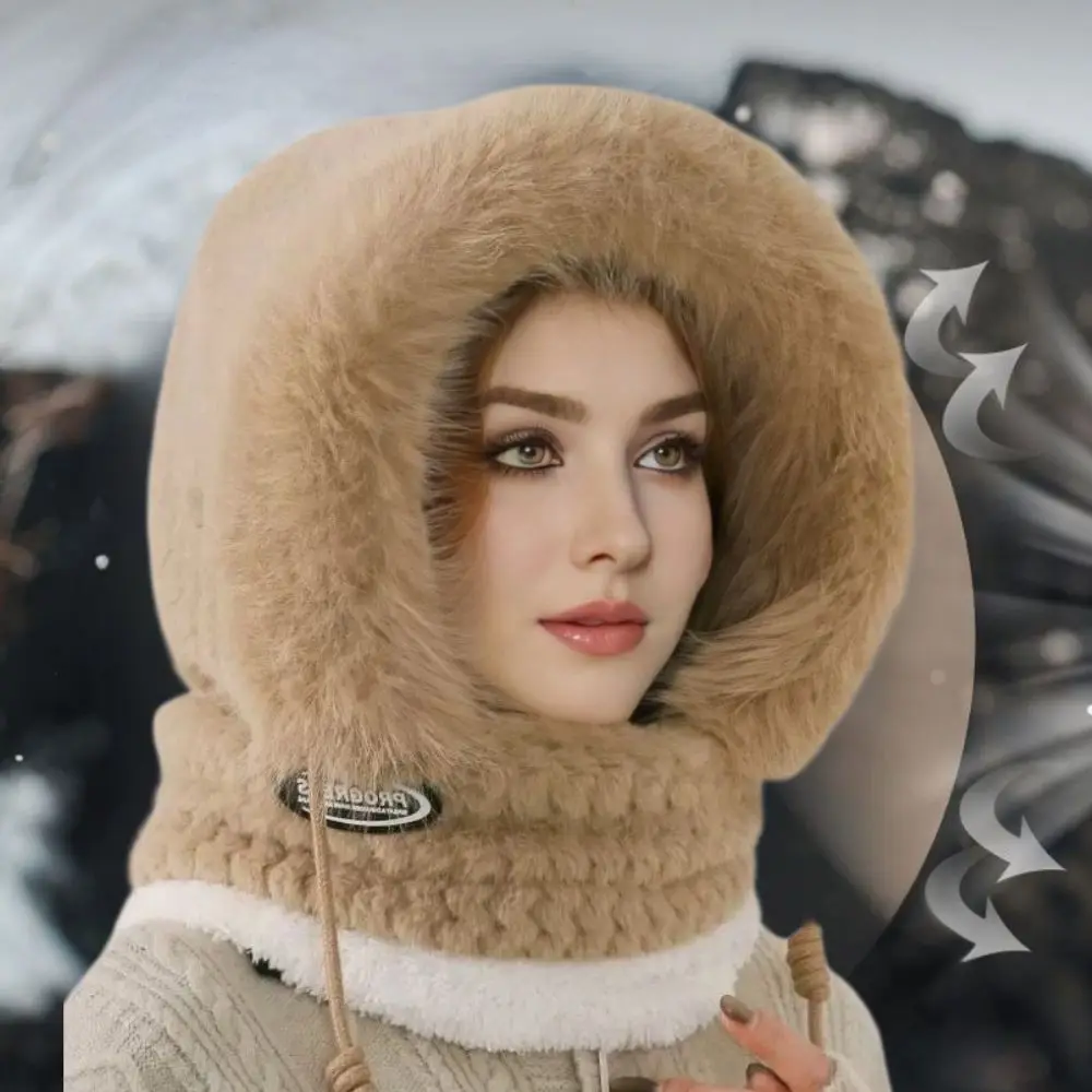 

Adjustable Winter Thermal Neck Warmer Balaclava Hat Thicken Plush Scarf Skiing Face Mask Snood Hood Hat Windproof Cycling Cap