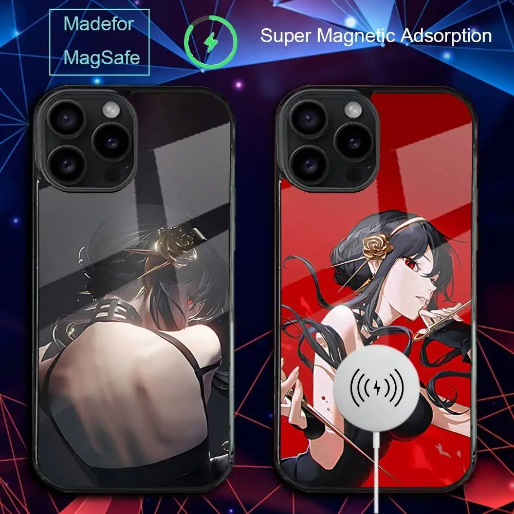 

Чехол для телефона Y-Yor Anime F-Forger для iPhone 17,16,15,14,13,12,11, Pro, Max, Plus, Mini, SE4, E с магнитной беспроводной зарядкой Magsafe