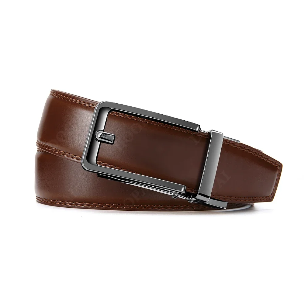 Men's Leather Ratchet Comfortable Buckle Belt Sliding Buckle, Designed Belt Suitable for Almost Any Occasion and Clothing