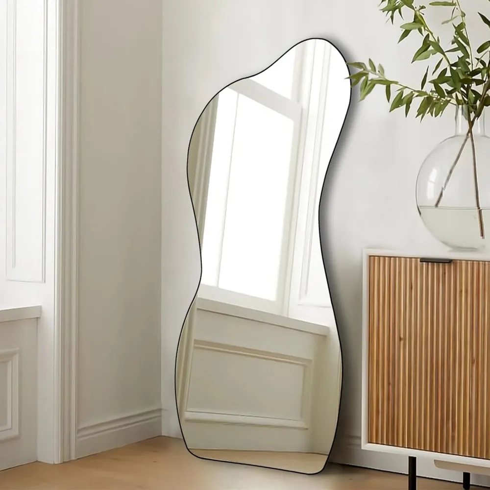 Large Irregular Shaped Mirror, Big Asymmetrical Wall Mirror, Modern Unique Organic Mirror for Living Room Bathroom Bedroom