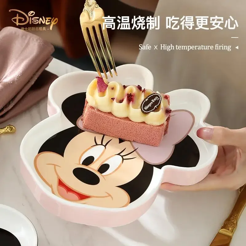 8-inch Disney Mickey and Minnie cartoon irregular ceramic tableware fruit dessert salad tray children's birthday Christmas gift