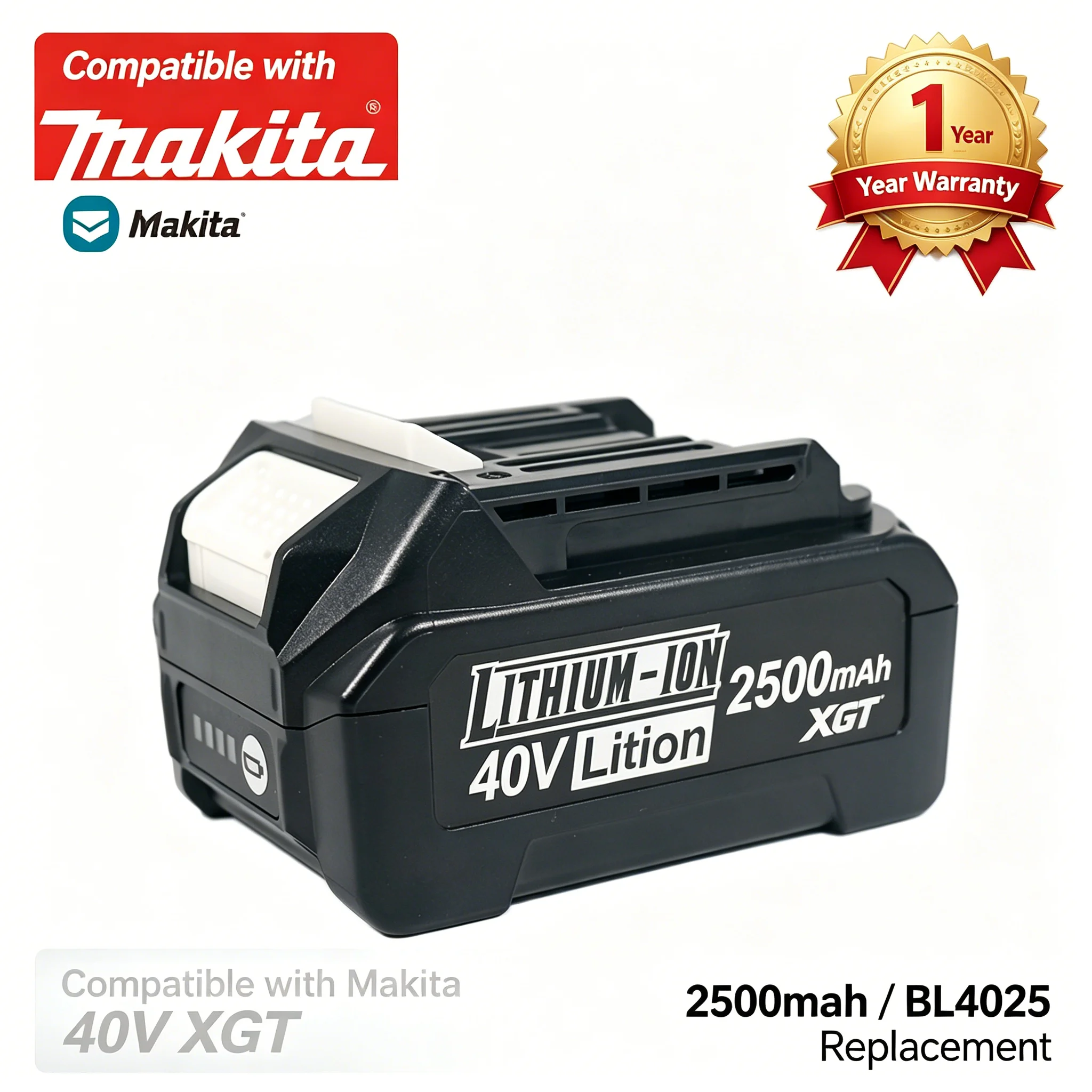 

For Makita 40V XGT 2500mah 18650 Li-ion Battery Replacement for BL4025 BL4040 BL4020 BL4050 Cordless Power Tools