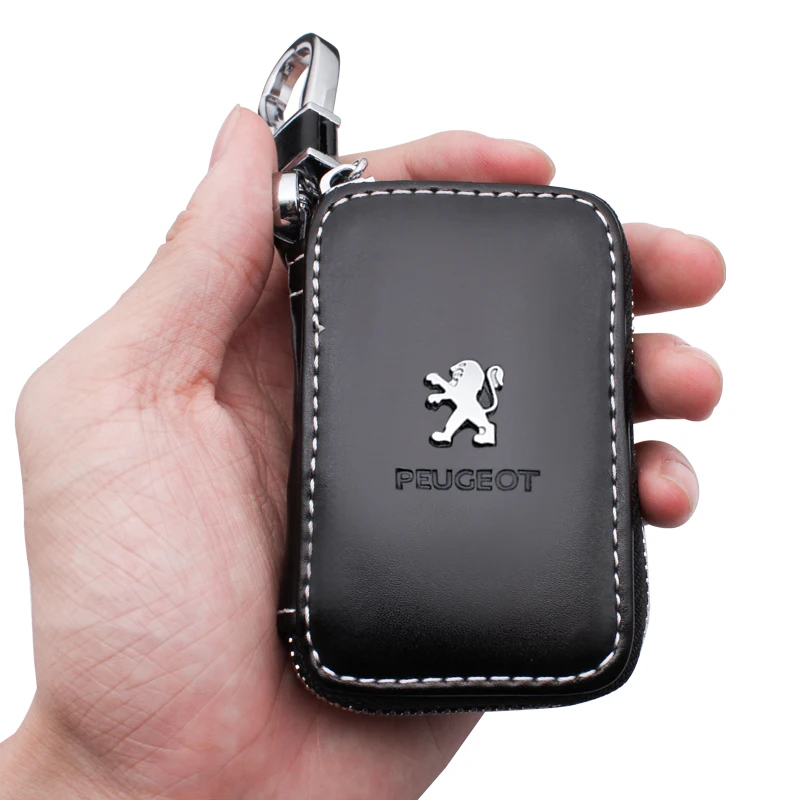 Car Logo Key Bag Multifunction Key Case Wallet for Peugeot Partner 208 308 508 407 2008 Expert 3008 206 207 307 408 Auto Emblem