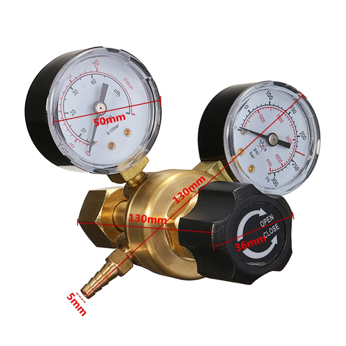 New Pressure Regulator Reducer Argon CO2 Welding Twin Gauge Gas Bottle MIG TIG Welding Flow Meter Control Valve  1/4 Thread