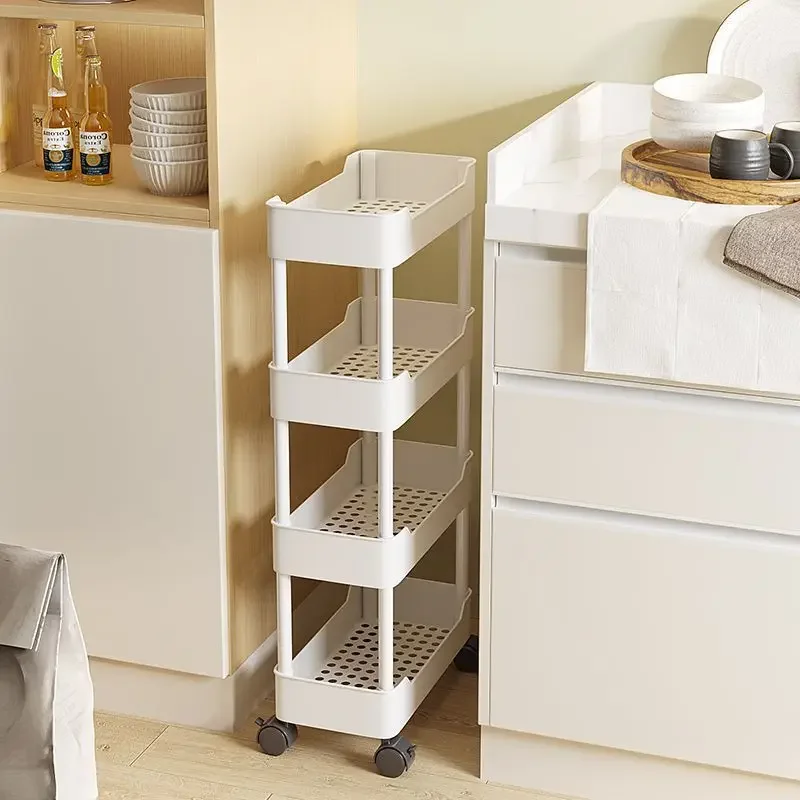 

Ventilation and Breathable Hollow Crevice Shelf Kitchen Seasoning Crevice Storage Cabinet Movable Snack Storage Cart