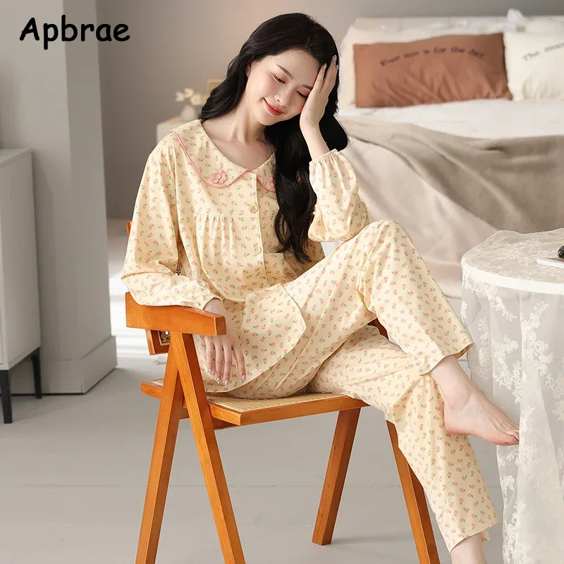 New Pajamas Autumn Winter Faux Cotton Sleepwear Long Sleeves Cardigan Pijamas Lapel Women Pyjamas Strawberry Print Loungewear