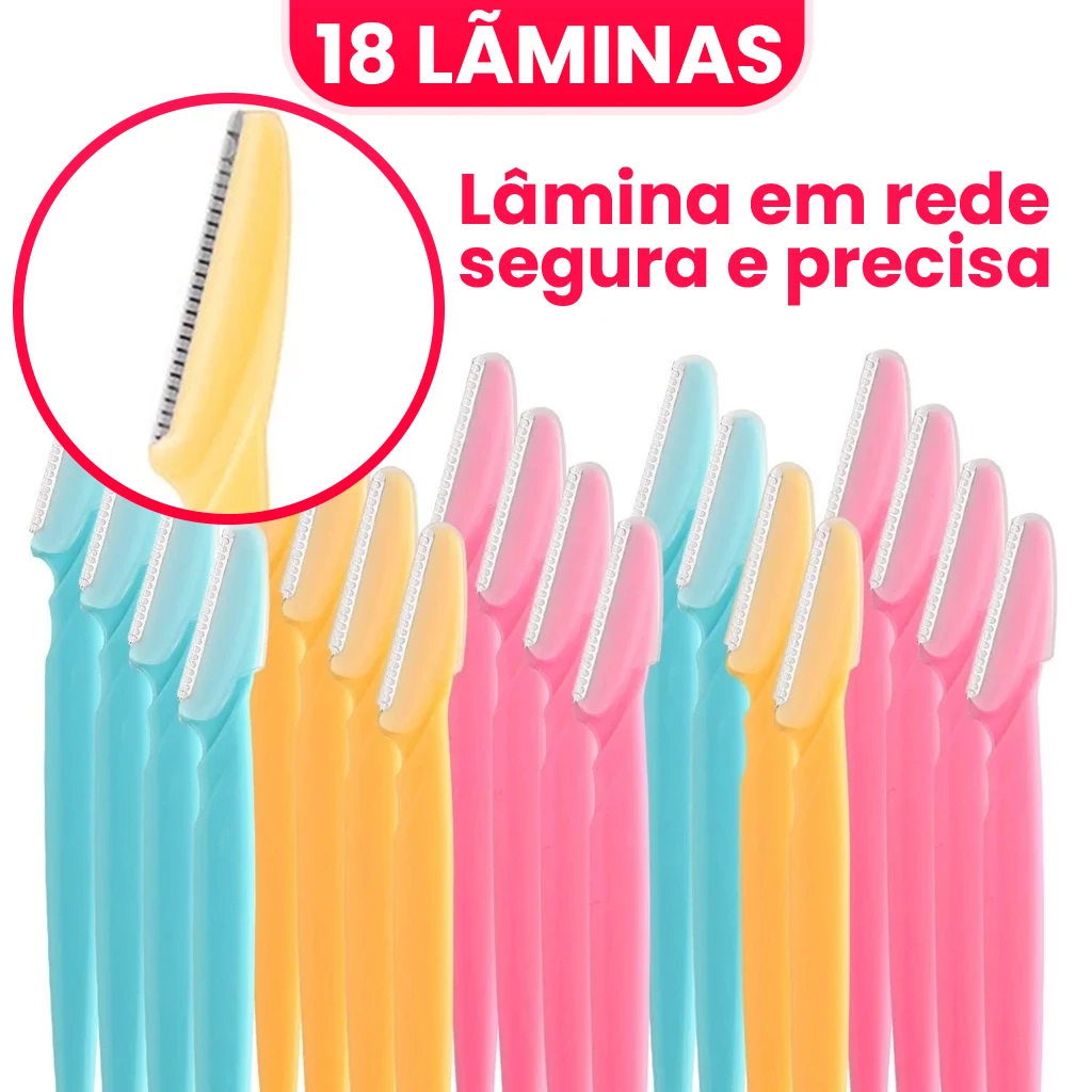 Kit 18 Navalhas Profissionais Para Sobrancelhas e Depilacao Facial Buço e Axilas Para Uso em Casa e Salao de Beleza