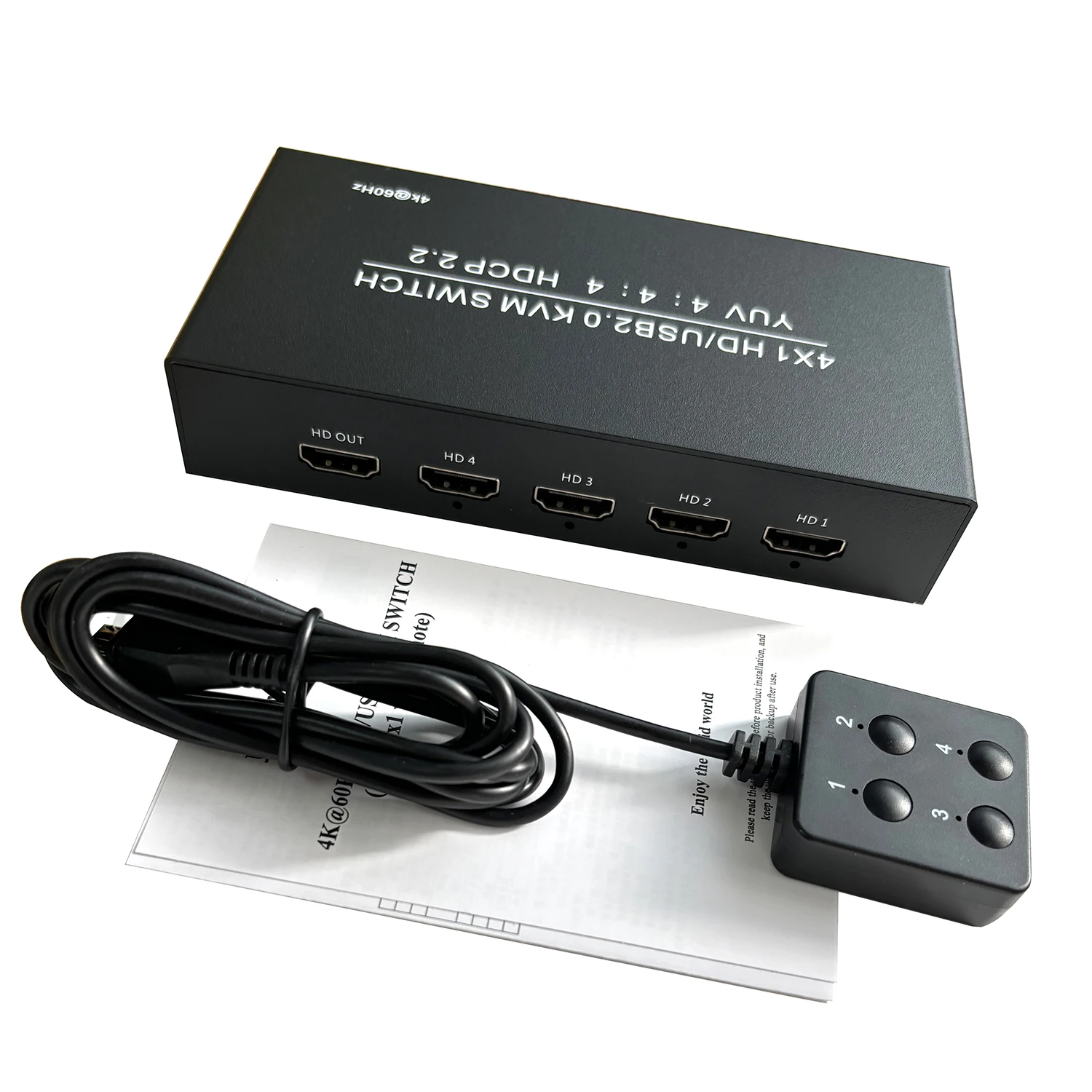 

4K 60 Гц 4x1 HDMI-совместимый KVM-переключатель 4 в 1 выход YUV 4:4 HDCP2.2 4 USB 2.0/2x1 Переключатель для ПК Монитор Поделиться Монитор Мышь Клавиатура