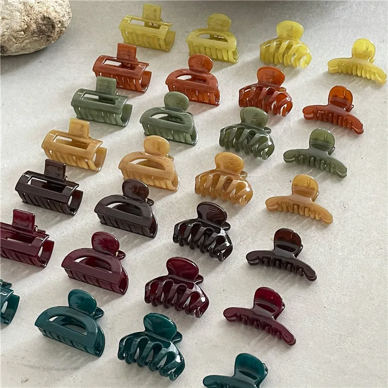 Jelly texture color acrylic hair clip small size geometric rectangle side bangs small grab clip Korean version hair accessories