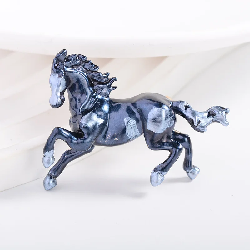 Chinese Zodiac Retro Pentium Horses Brooch for Women and Men Clothing Accessories Five-colored Corsage Enamel Pin Animal Jewelry