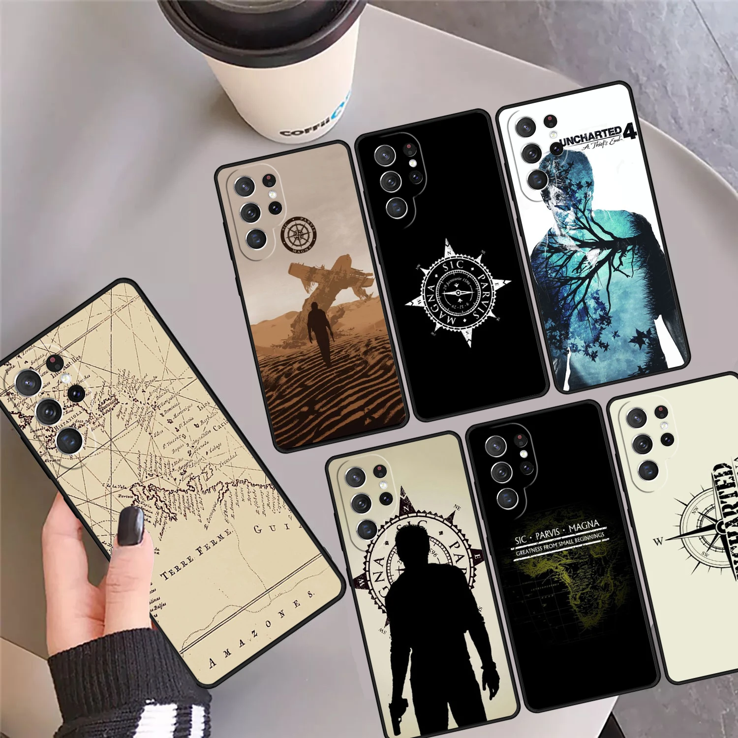 Sic Parvis Magna Uncharted Phone Case Cover For Samsung Galaxy S24 Ultra 23 S22 Plus S21 FE S20 S8 S9 S10 Note 10 Pro 20