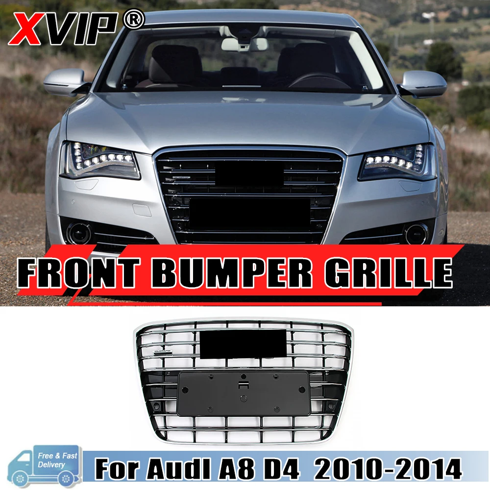 For Audi A8 D4 2010-2014 High Quality ABS Chrome Black Front Bumper Grille 4H0 853 651 New Condition Grille Radiator Grilles