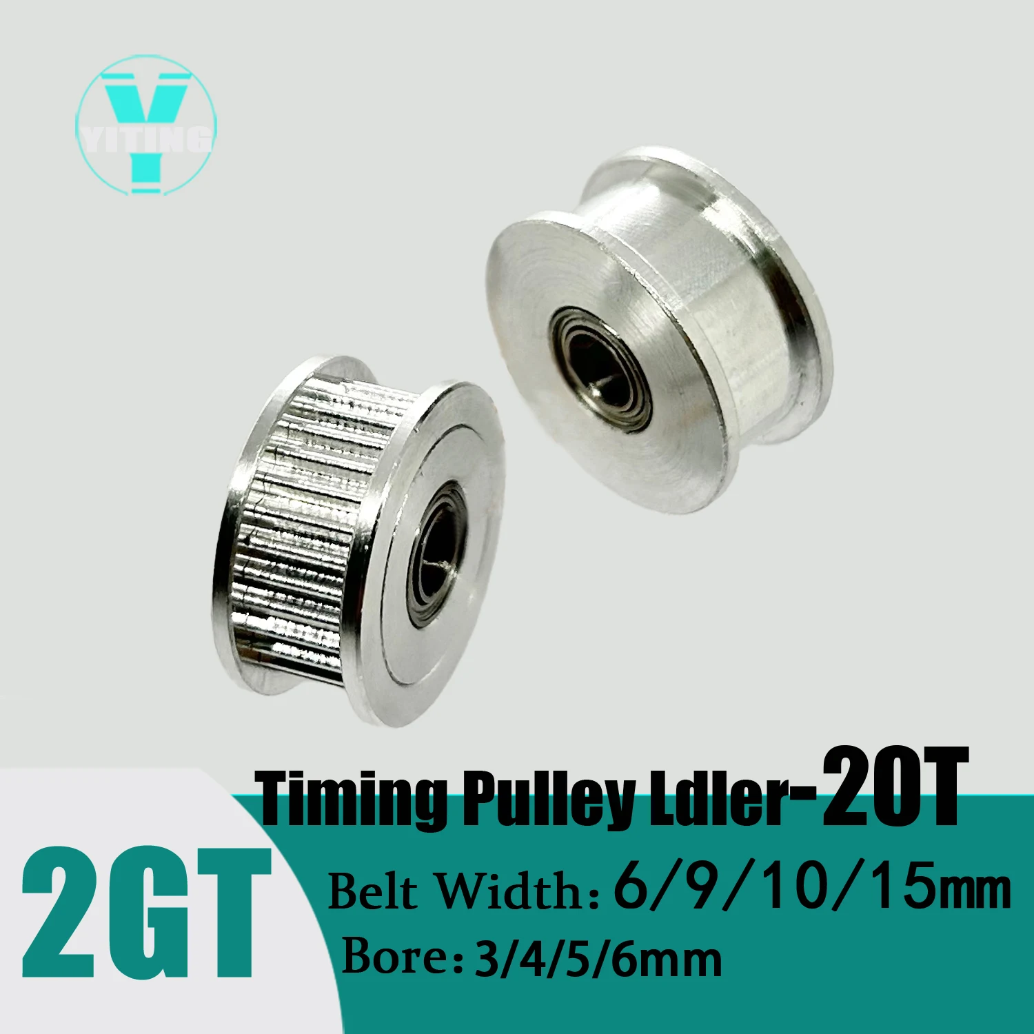 

2GT 20Teeth Timing Pulley Belt Width6/9/10/15mm Bore 3/4/5/6mm 20T Tensioning Wheel Open Synchronous 3D Printer Accessories