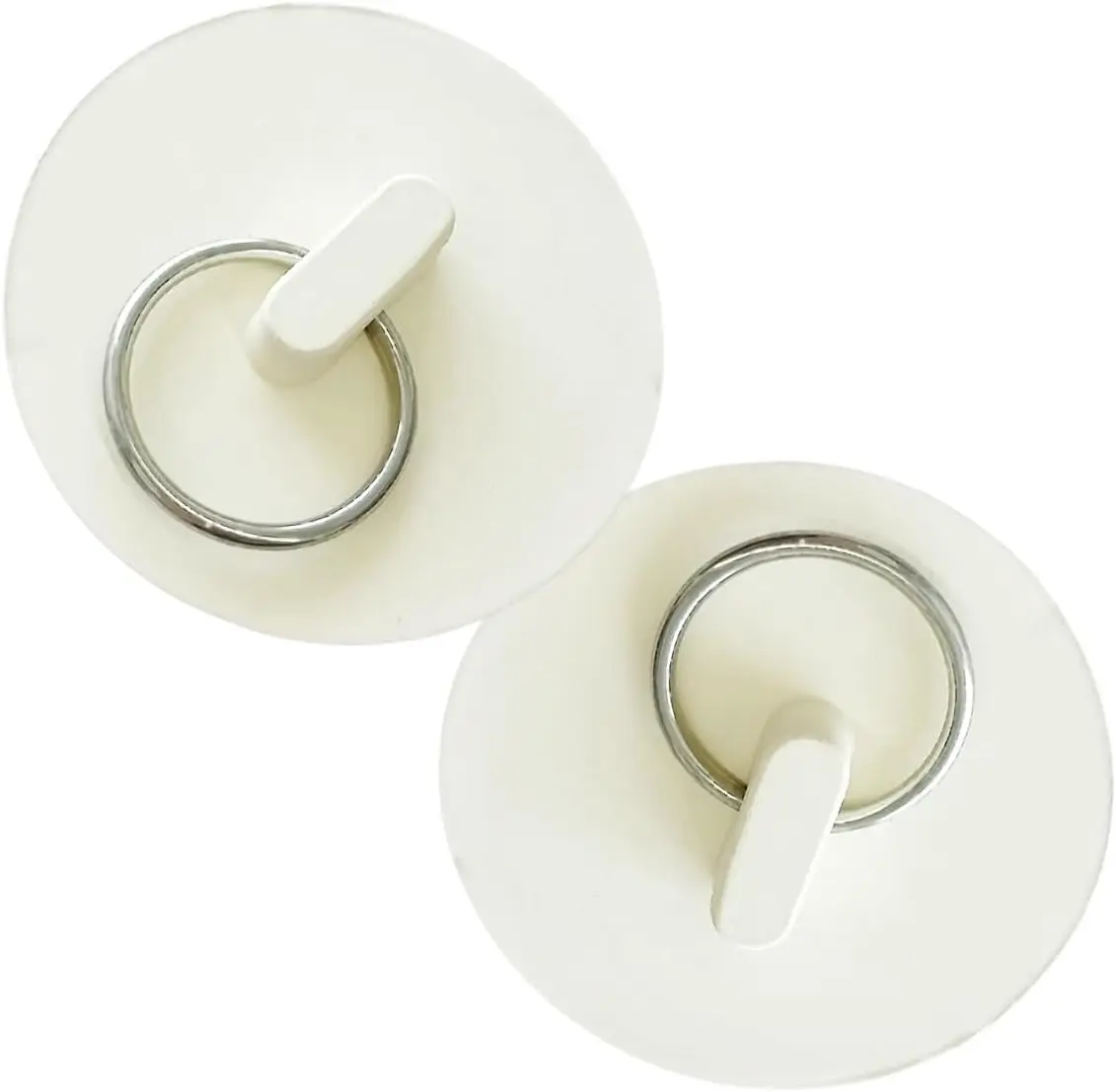 Universal White Rubber Drain Stoppers for Bathtubs and Sinks, 4-Pack, Fit Drain Openings from 1 Inch to 1-1/8 Inches, Stainless Steel Hanging Rings Included, for Kitchen and Bathroom Use - view 3