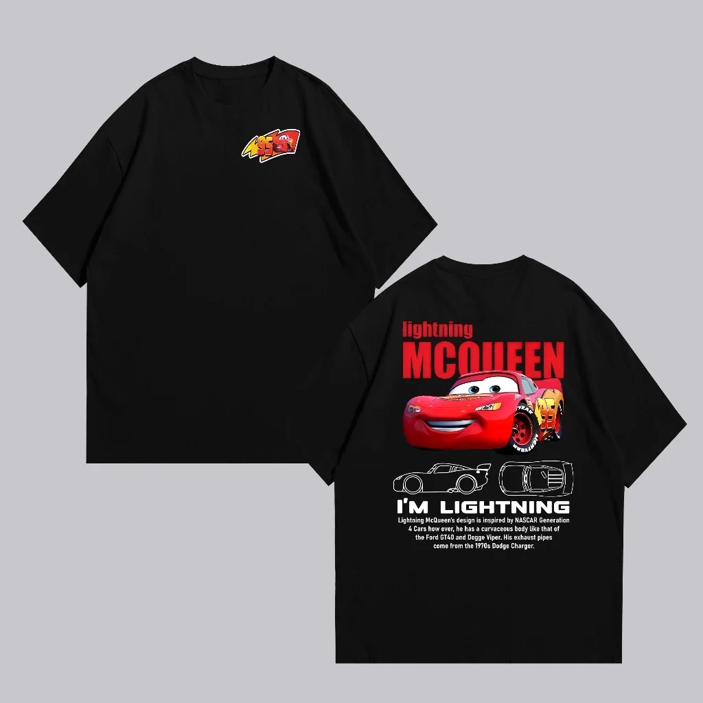

2025 Summer New Lightning Mcqueen and Sally Printed Couple T-shirt Sally and Mcqueen Casual Cute Women's T-shirt Casual Tops