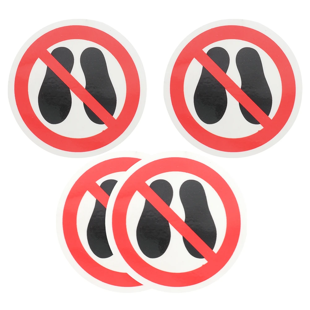 

4 pcs No Stepping Safety Warning Signs Vinyl Stickers Waterproof Adhesive Floor Decals Surface Protection Indoor Outdoor