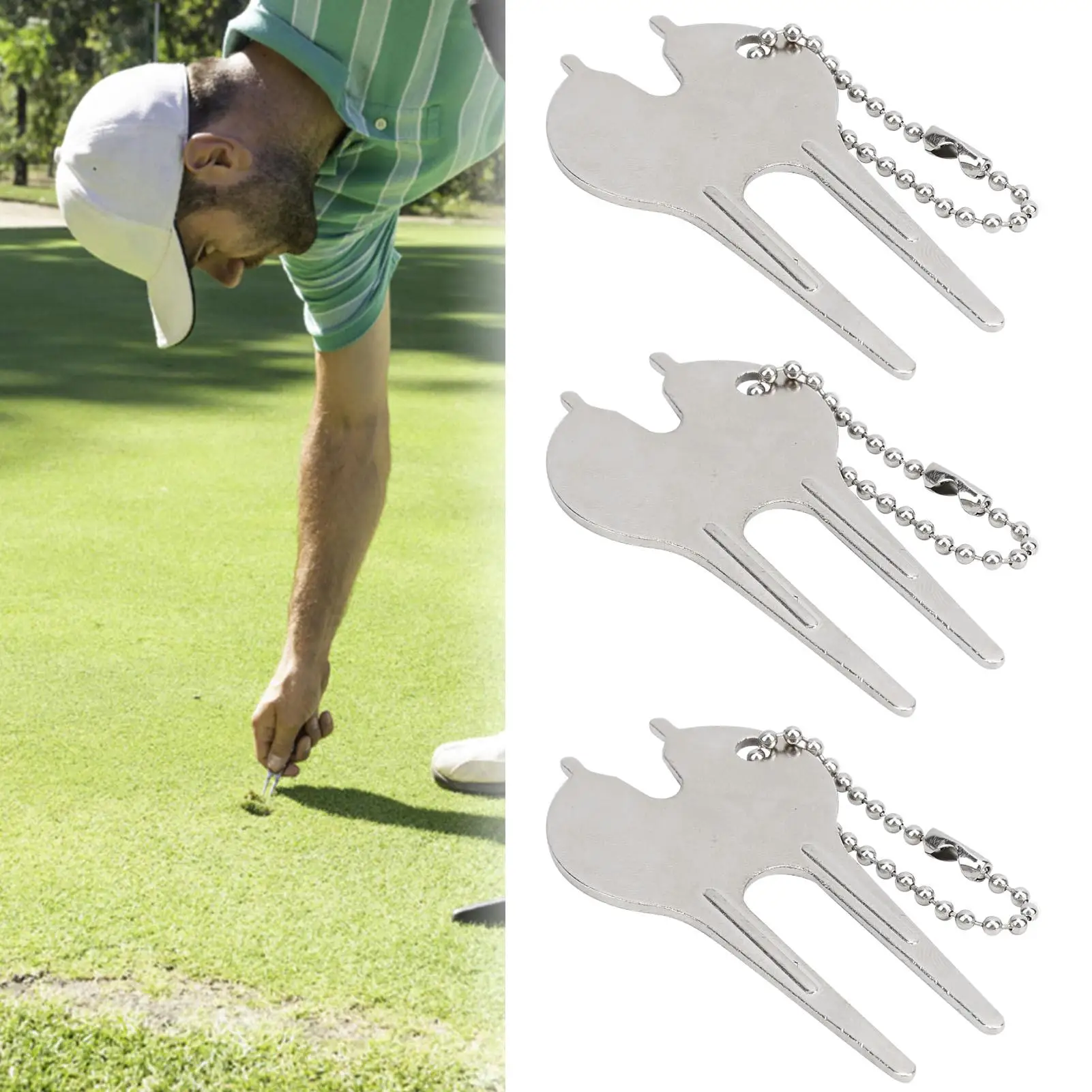 6 قطعة أداة جولف خضراء ديفت سبائك الزنك إصلاح الحديقة شوكة الكرة ماركر الملحقات للاعبي الغولف