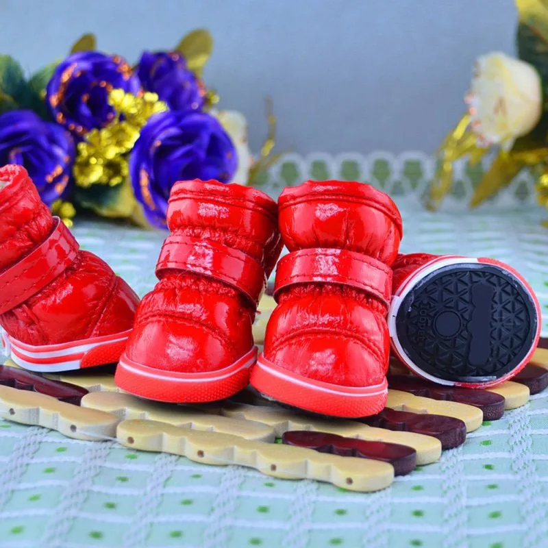 

4 Pcs/Set Pet Winter Snow Boots Casual Warm Slip-Resistant Waterproof Design Shoes Non-slip Boots For Small Medium Dog