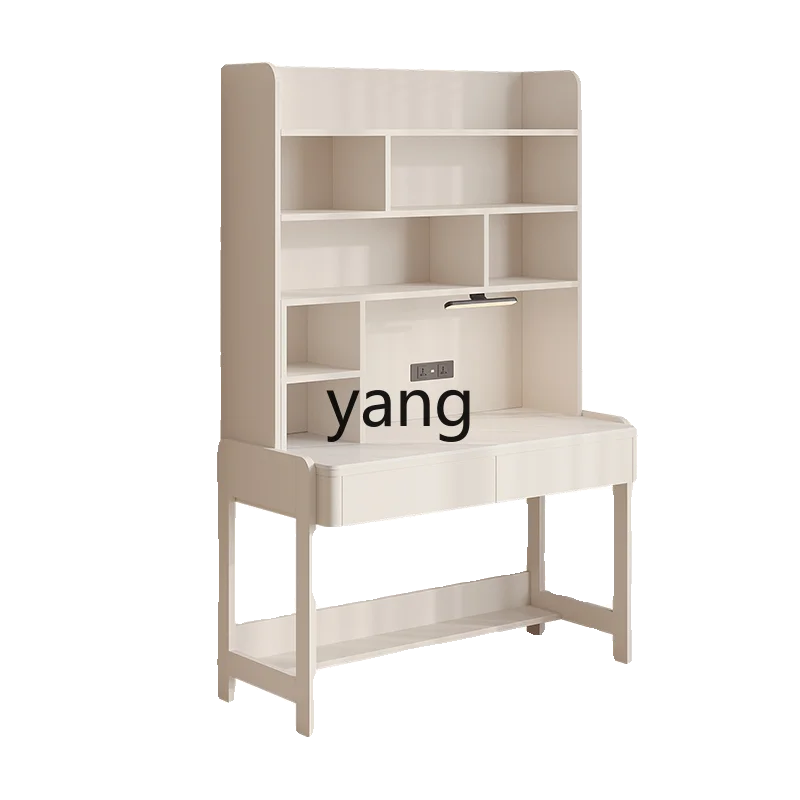 lmm bookshelf integrated all-solid wood household rock slab computer desk can be lifted and lowered