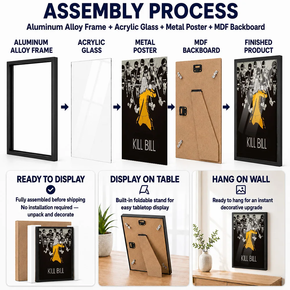 Kill Bill Framed Metal Poster Personalized Photo Traditional Warrior Style Wall Art For Training Studio Premium Collector Gift