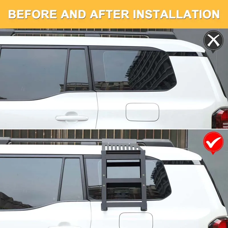 For Toyota Land Cruiser Prado 2024-2026 Aluminum Alloy Black Car Side Ladder Exterior Modification Auto Exterior Accessories