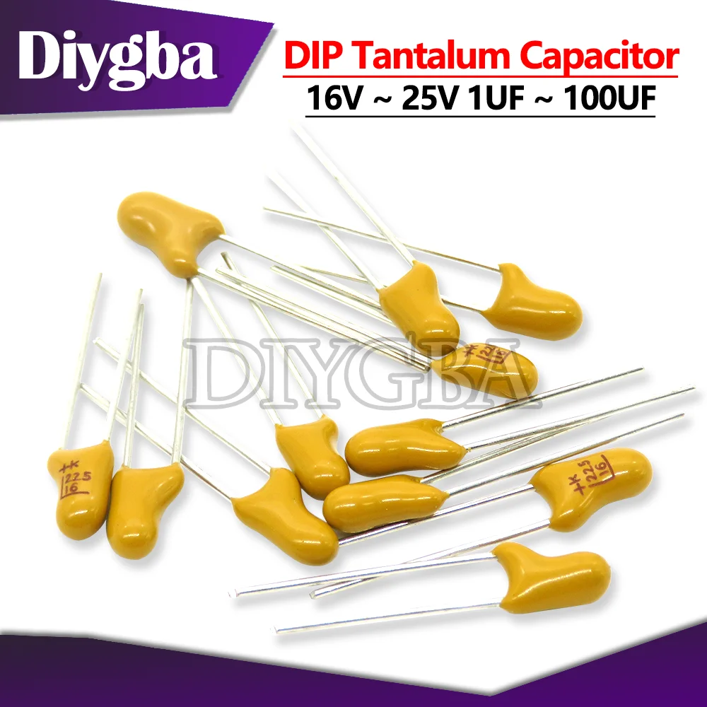 5PCS/lot Tantalum Capacitor DIP 16V 20V 25V 35V 50V 0.1UF 0.22UF 0.33UF 0.47UF 100UF 220UF 1UF 2.2UF 4.7UF 10UF 15UF 22UF 47UF