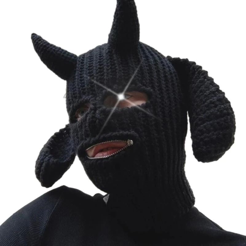 Horn Devil Hat Women Autumn And Winter Knitted Colorful Picture Props