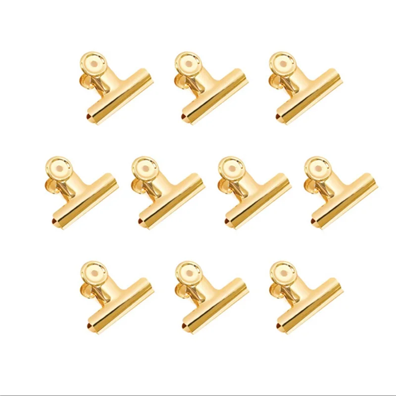 60 Pack 1 Inch Small Bulldog Hinge Clips, Metal Binder Paper Clips File Paper Money Clamps(Light-Gold, 22Mm)