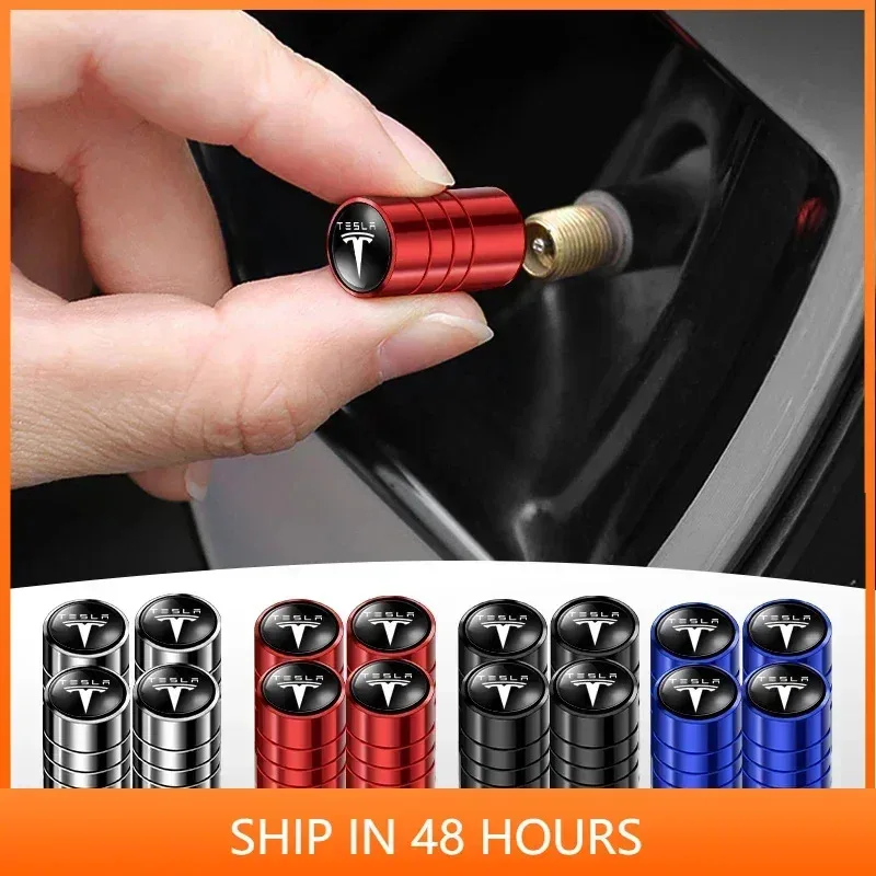

4pcs Car Metal Wheel Tire Air Valve Core Caps For Tesla Model 3 Model S X Model Y Roadster SpaceX Car Accessories Modification