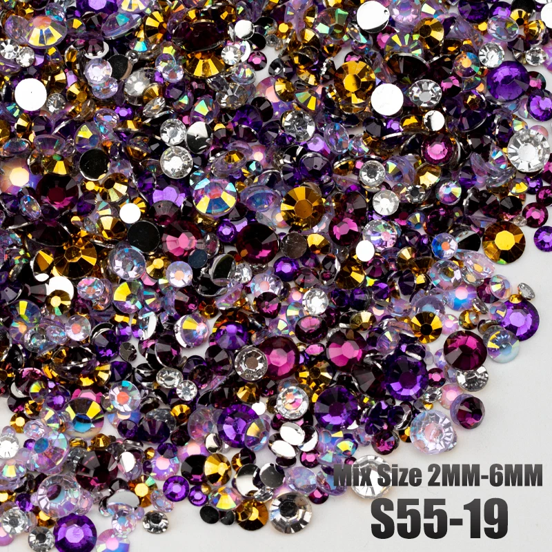 VDD 30/100g Neue Mischgröße 2-6mm Harz-Strasssteine Kristallfarbe AB Flache Rückseite für DIY-Bastelarbeiten, Nagelkunst-Dekorationen, Großhandel – Detail 24